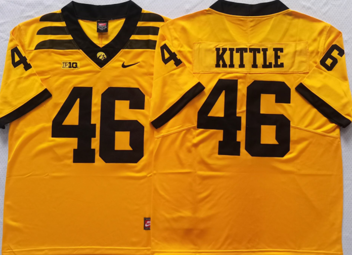 Men's Iowa Hawkeyes George Kittle #46 Gold Team Player Game Jersey sports jersey product view 1