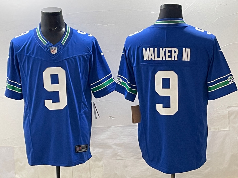 Men's Seattle Seahawks Kenneth Walker III Royal Throwback Player Game Jersey football jersey product view 1