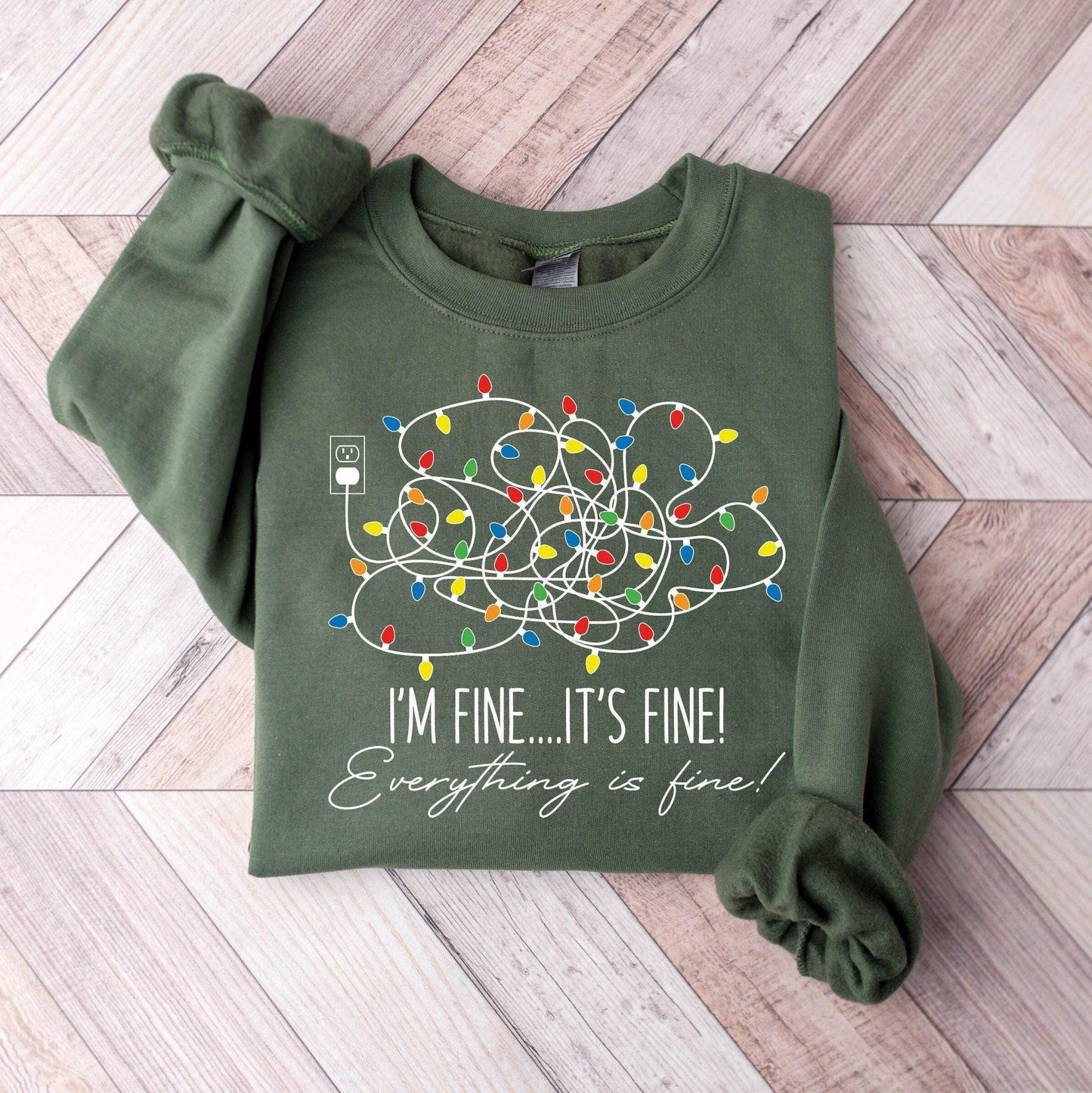 Everything Is Fine Christmas Sweatshirt Womens Holiday Unisex T-shirt, Sweatshirt, Hoodie, Long Sleeve Tee - T-Shirt, Sweatshirt, Hoodie