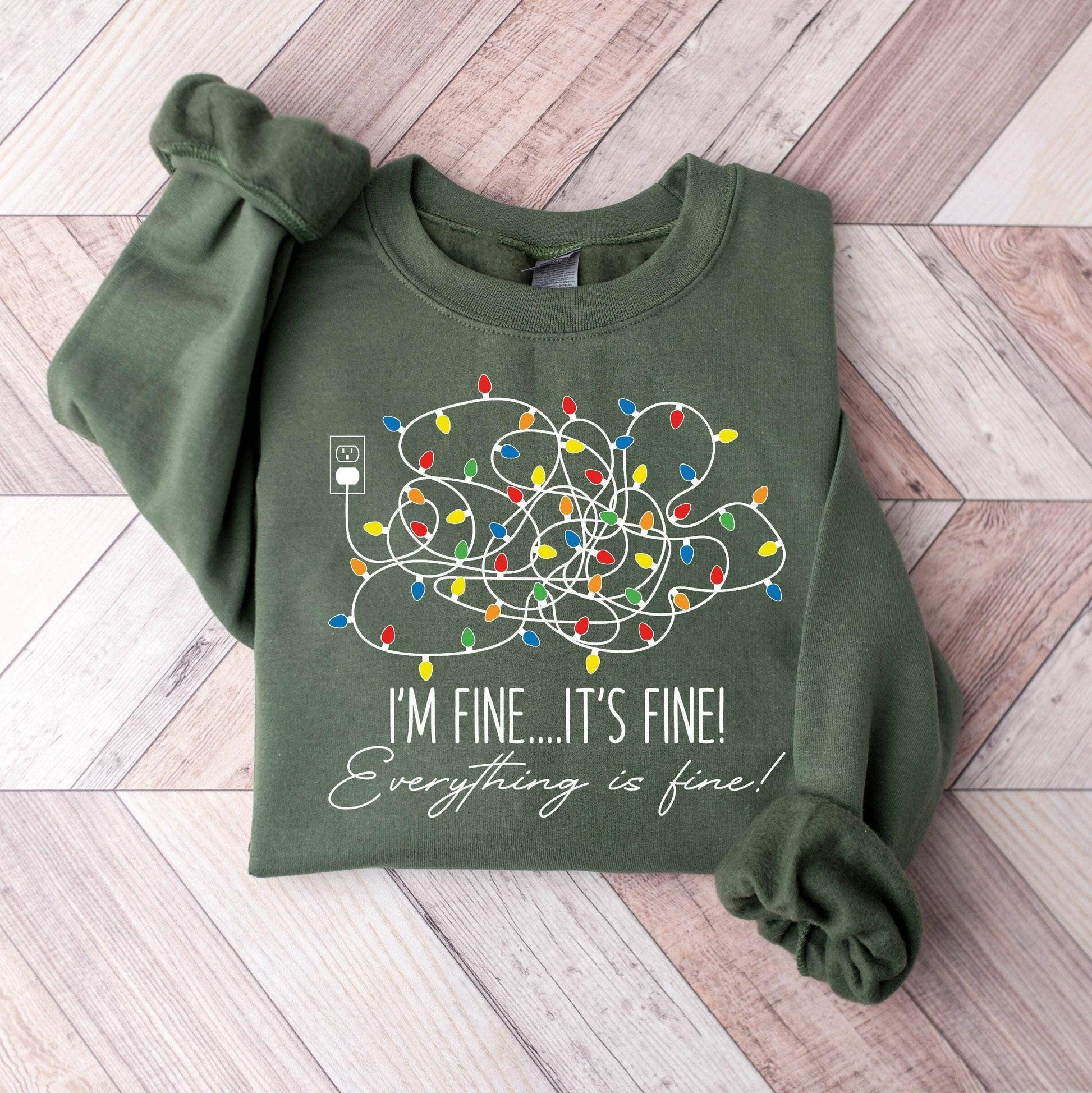 Everything Is Fine Christmas Sweatshirt Womens Holiday Unisex T-shirt, Sweatshirt, Hoodie, Long Sleeve Tee - T-Shirt, Sweatshirt, Hoodie