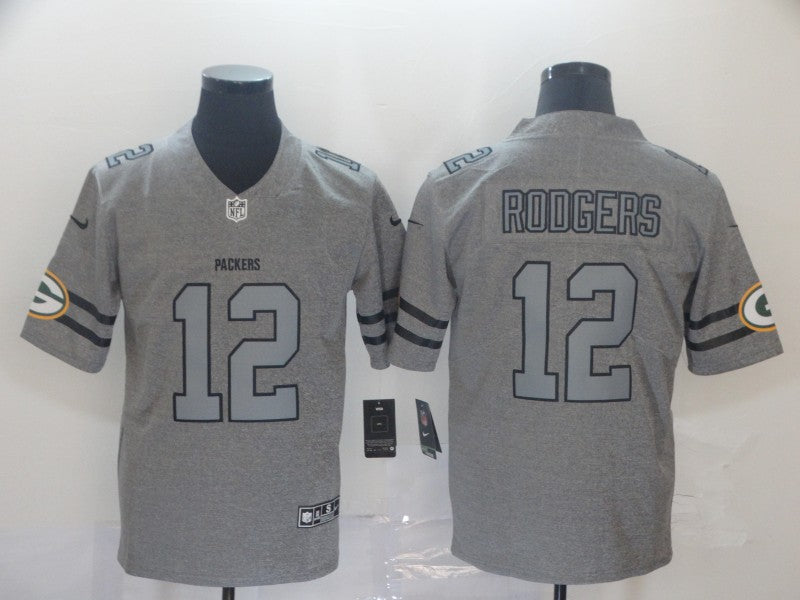 Men's Green Bay Packers Aaron Rodgers #12 Gray Game Jersey1 football jersey product view 1
