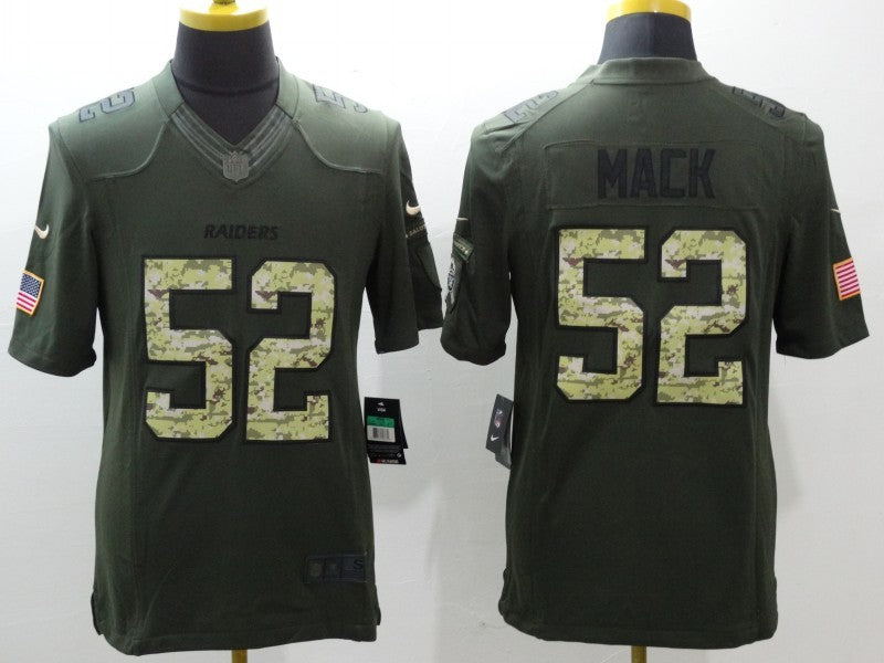 Men's Las Vegas Raiders Khalil Mack #52 Army Green Game Jersey1 football jersey product view 1