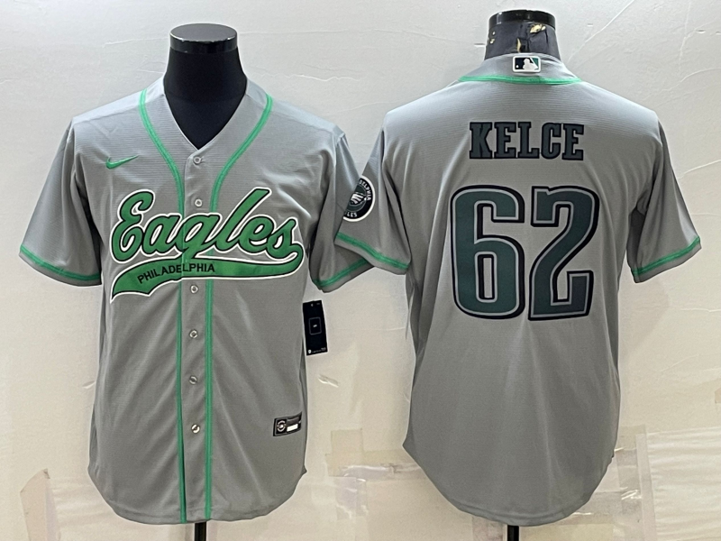 Men's Philadelphia Eagles Jason Kelce Gray Game Jersey Joint Edition football jersey product view 1