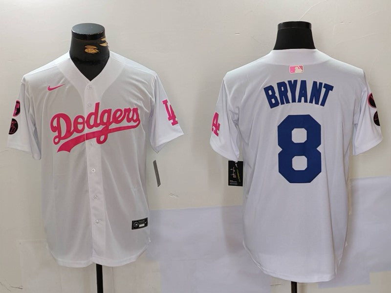 Men's Los Angeles Dodgers Kobe Bryant #8 White Limited Player Jersey basketball jersey product view 1