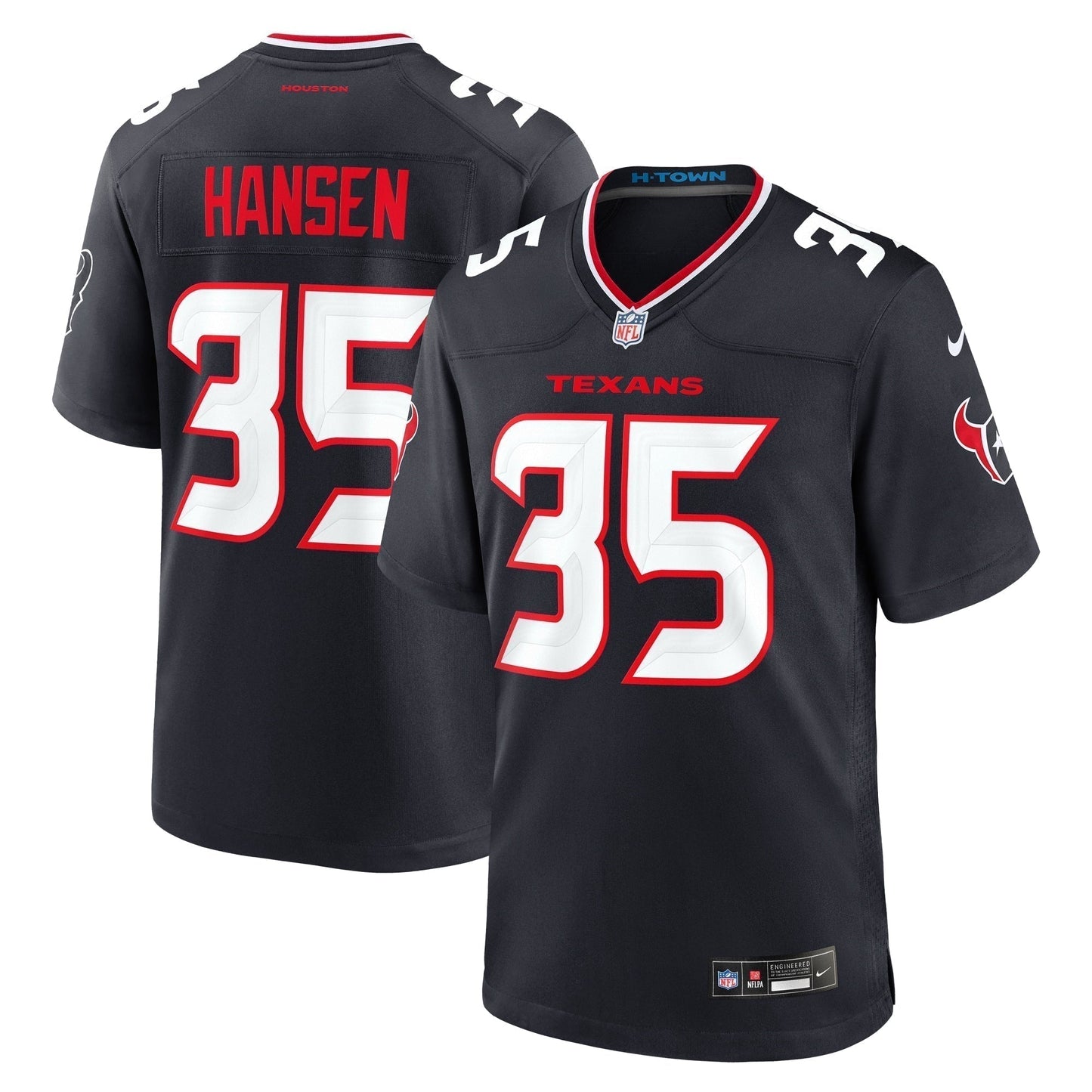 Jake Hansen Houston Texans Team Game Jersey - Navy football jersey product view 1
