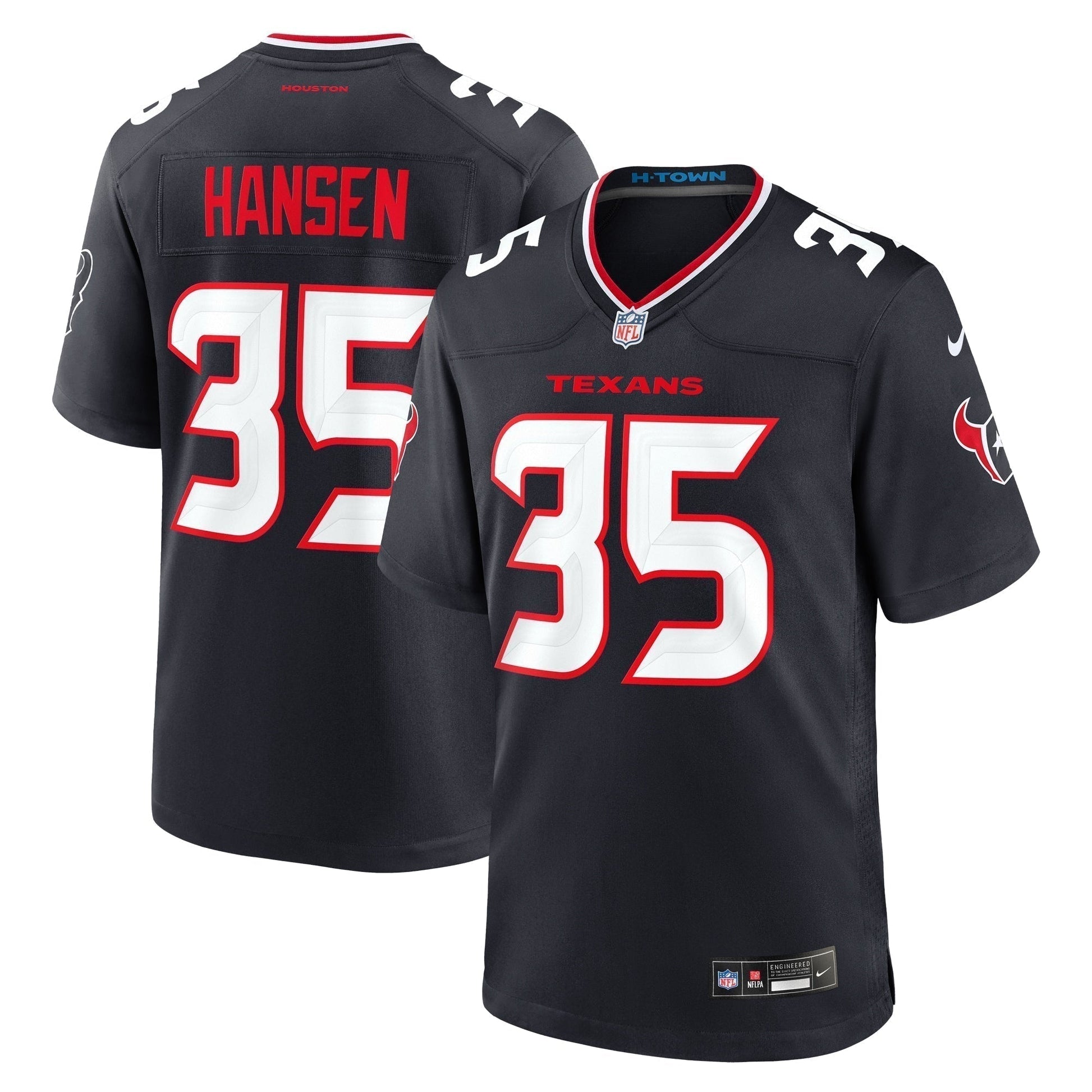 Jake Hansen Houston Texans Team Game Jersey - Navy football jersey product view 1