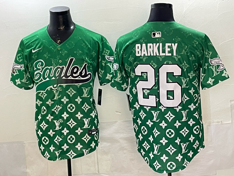 Men's Philadelphia Eagles Saquon Barkley #26 Green Player Jersey football jersey product view 1