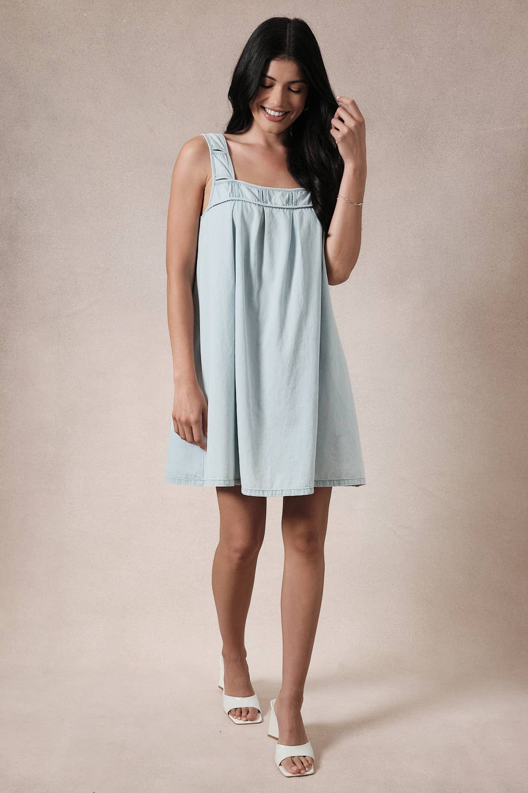 Square Neck Sleeveless Chambray Mini Dress W Cutouts Unisex T-shirt, Sweatshirt, Hoodie, Long Sleeve Tee - T-Shirt, Sweatshirt, Hoodie