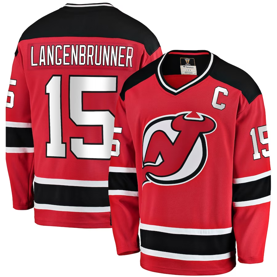 Men's New Jersey1 Devils Jamie Langenbrunner #15 Red Player Game Jersey1 sports jersey product view 1