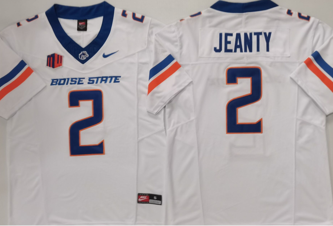 Men's Boise State Broncos Ashton Jeanty White Game Jersey football jersey product view 1