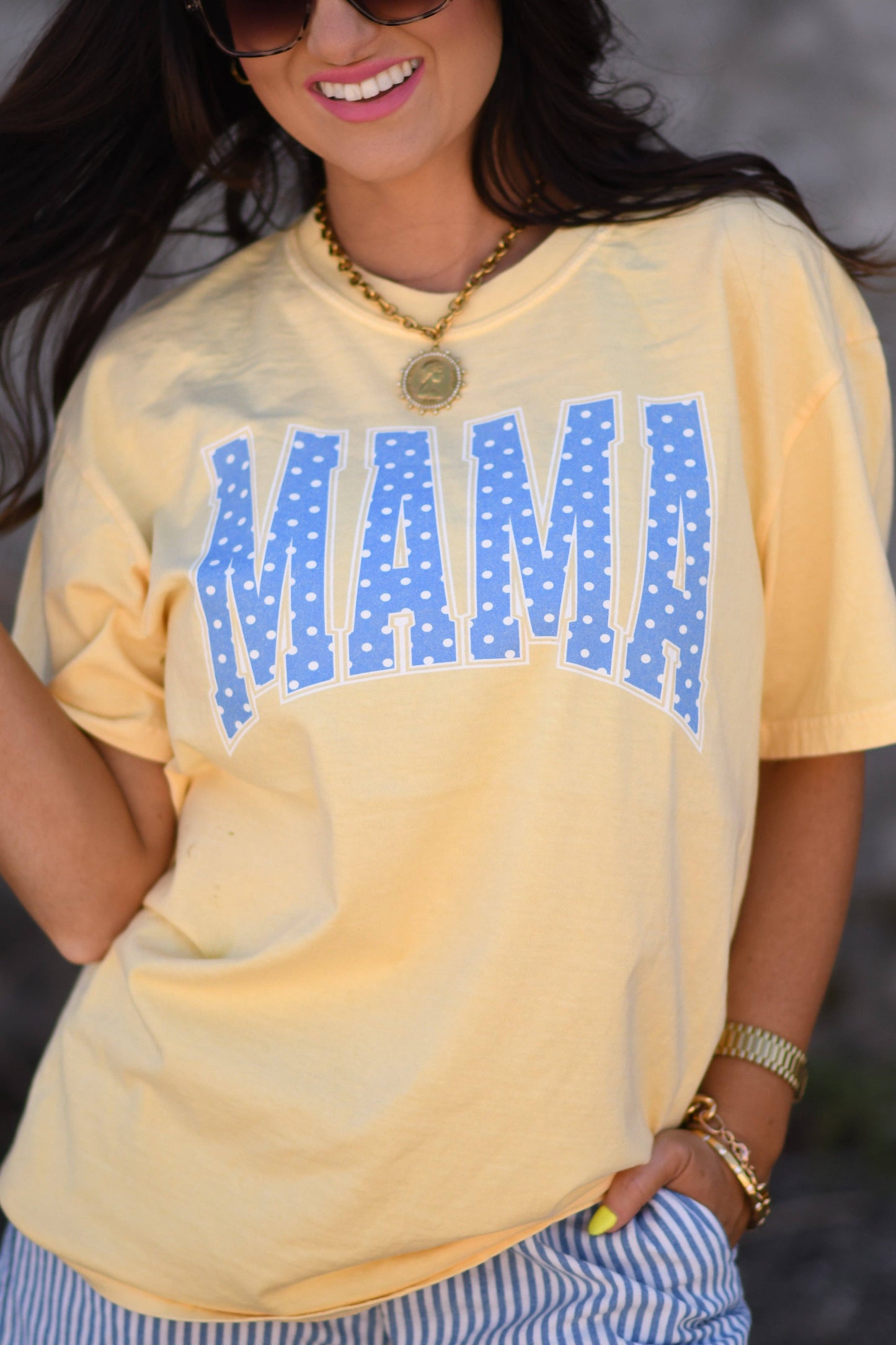Mama Blue Polka Dots Tee Unisex T-shirt, Sweatshirt, Hoodie, Long Sleeve Tee - T-Shirt, Sweatshirt, Hoodie
