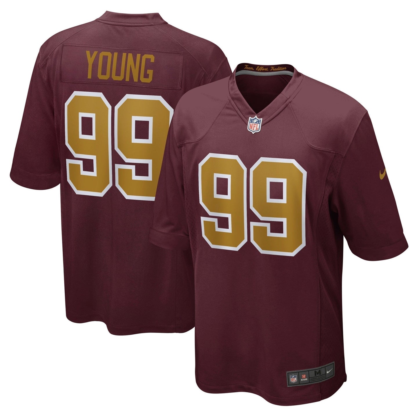 Chase Young Washington Football Team Alternate Game Jersey - Burgundy football jersey product view 1