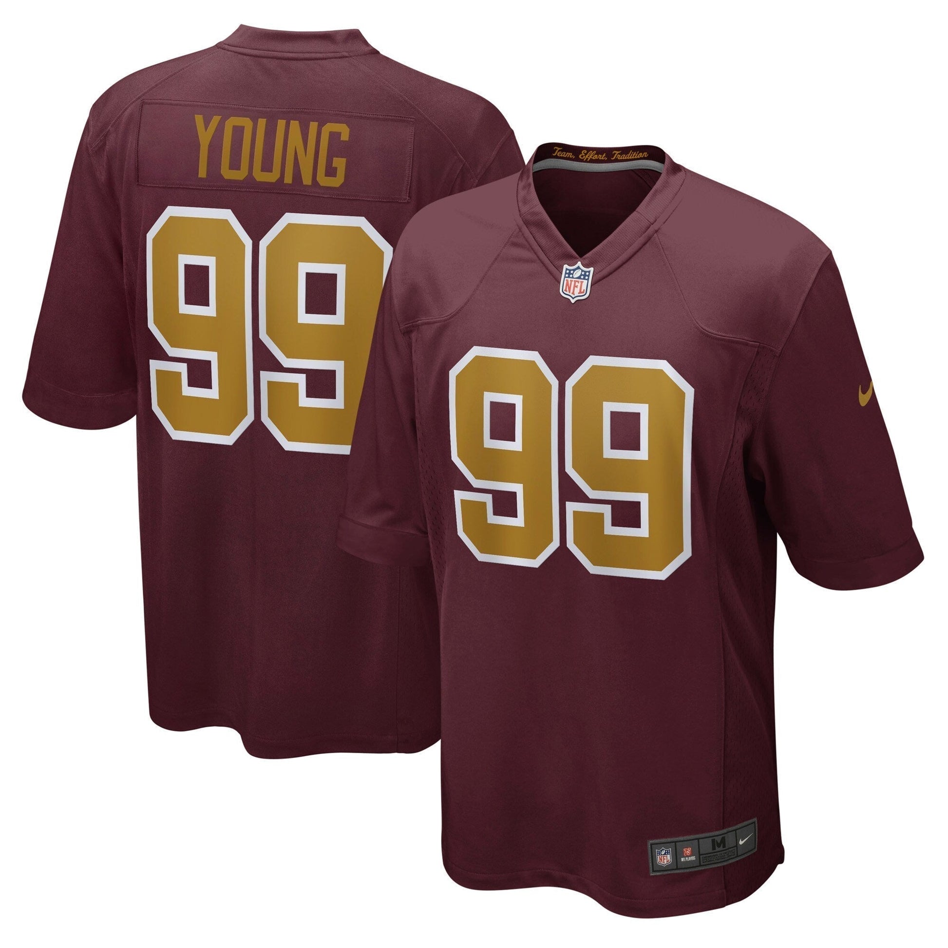 Chase Young Washington Football Team Alternate Game Jersey - Burgundy football jersey product view 1