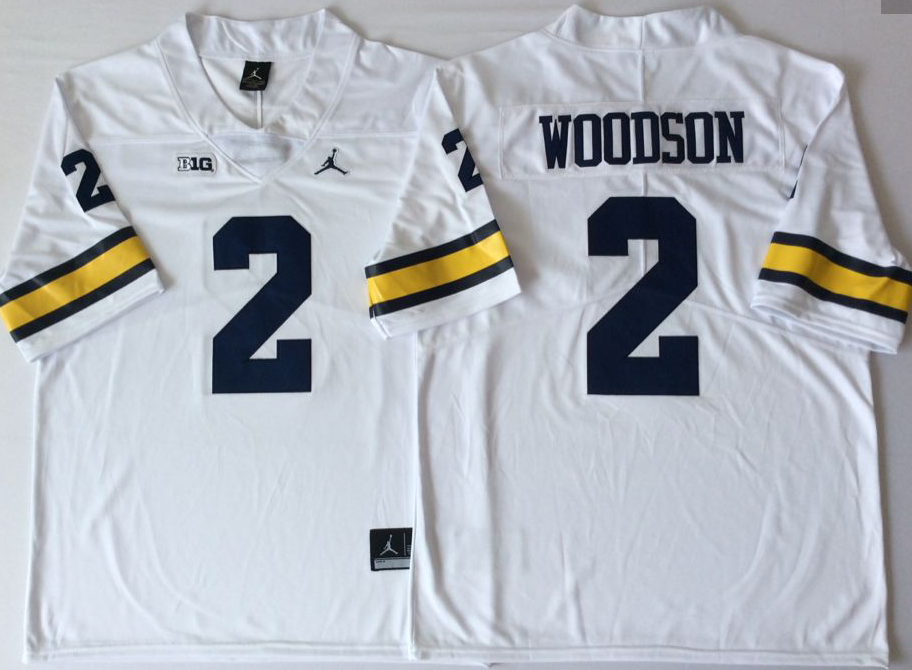 Men's Michigan Wolverines Charles Woodson White Alumni Player Game Jersey sports jersey product view 1