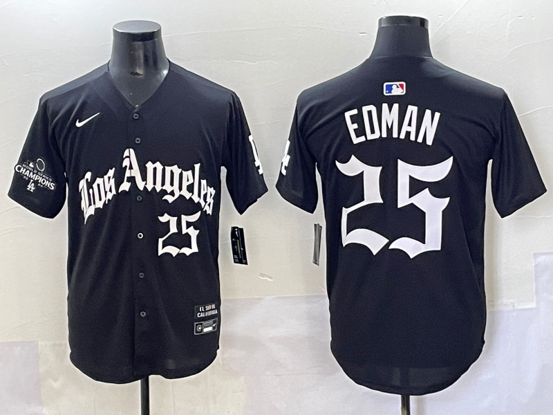 Men's Los Angeles Dodgers Tommy Edman Black Limited Player Jersey baseball jersey product view 1