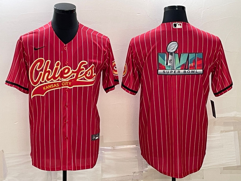 Men's Kansas City Chiefs Red Super Bowl LVII Patch Game Jersey1 football jersey product view 1