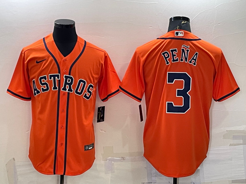Men's Houston Astros Jeremy Pena #3 Orange Replica Player Jersey1 baseball jersey product view 1