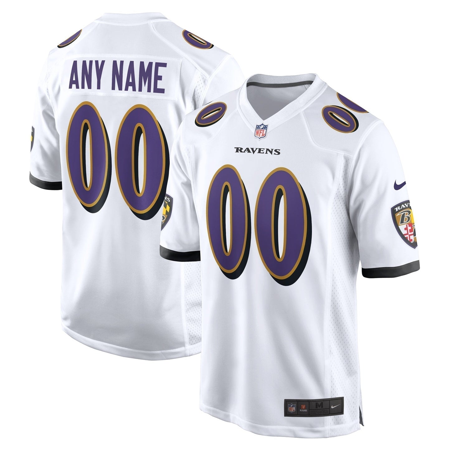Baltimore Ravens Custom Game Jersey - White football jersey product view 1