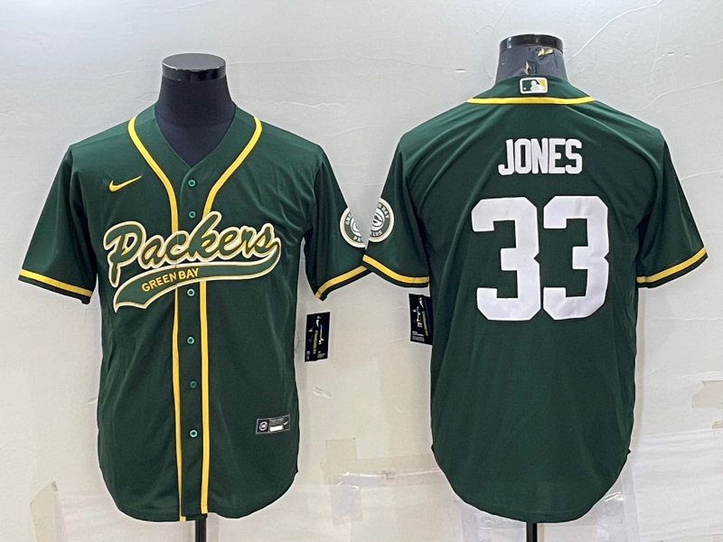 Men's Green Bay Packers Aaron Jones Green Game Jersey Joint Edition football jersey product view 1