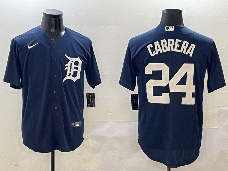 Men's Detroit Tigers Miguel Cabrera Navy Replica Game Jersey baseball jersey product view 1