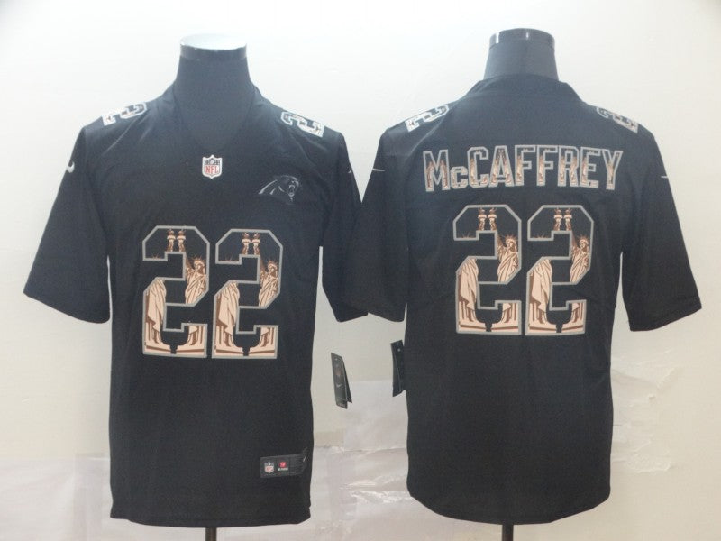 Men's Carolina Panthers #22 Christian McCaffrey Black Authentic Game Jersey1 football jersey product view 1