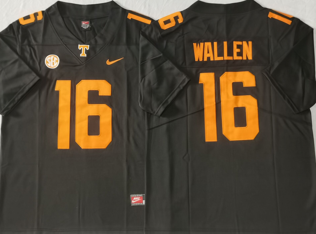 Men's Tennessee Volunteers Morgan Wallen Black Player Game Jersey sports jersey product view 1