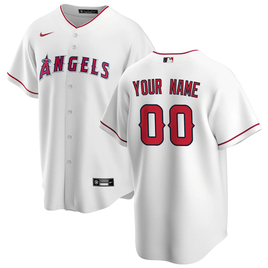 Men's Los Angeles Angels White Home Replica Custom Jersey1 baseball jersey product view 1
