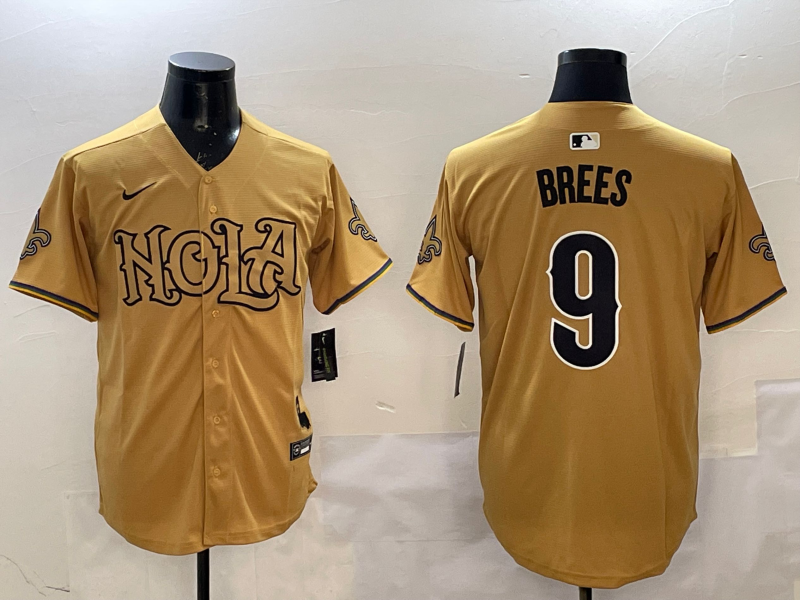Men's New Orleans Saints Drew Brees Yellow Game Player Jersey football jersey product view 1