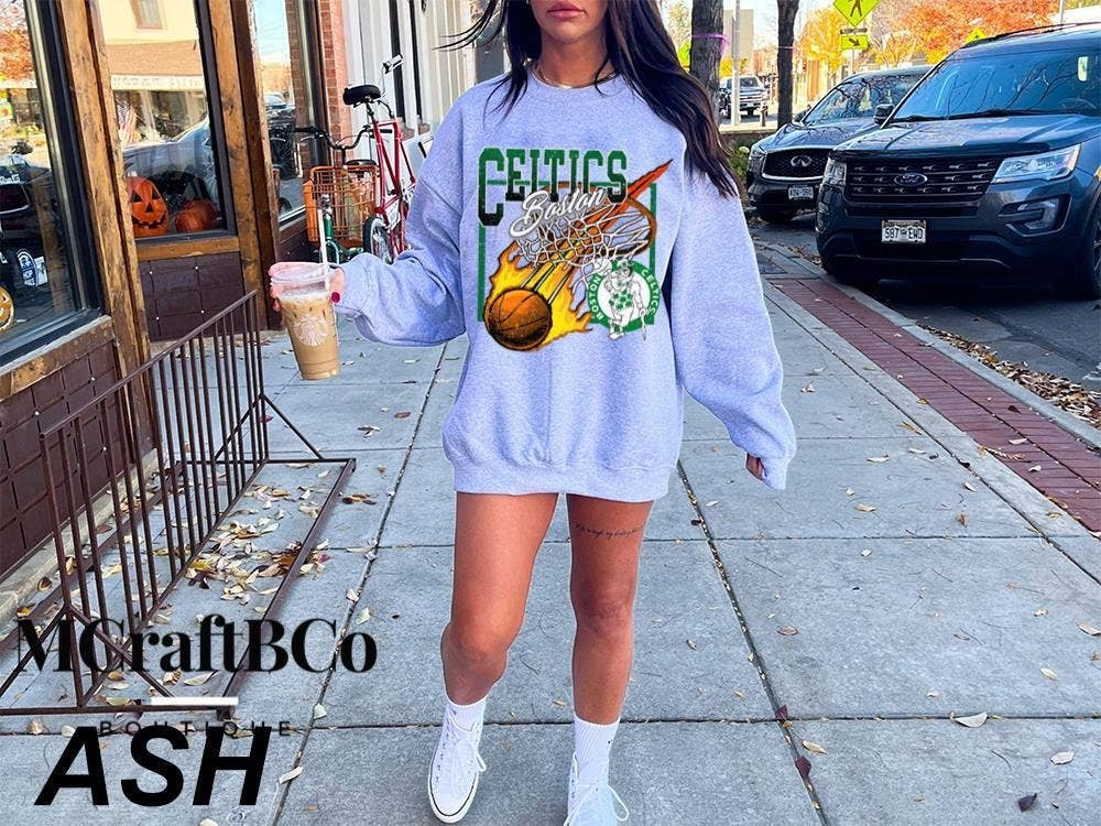 Vintage 90s Boston Basketball Crewneck Sweatshirt Unisex Unisex T-shirt, Sweatshirt, Hoodie, Long Sleeve Tee - T-Shirt, Sweatshirt, Hoodie