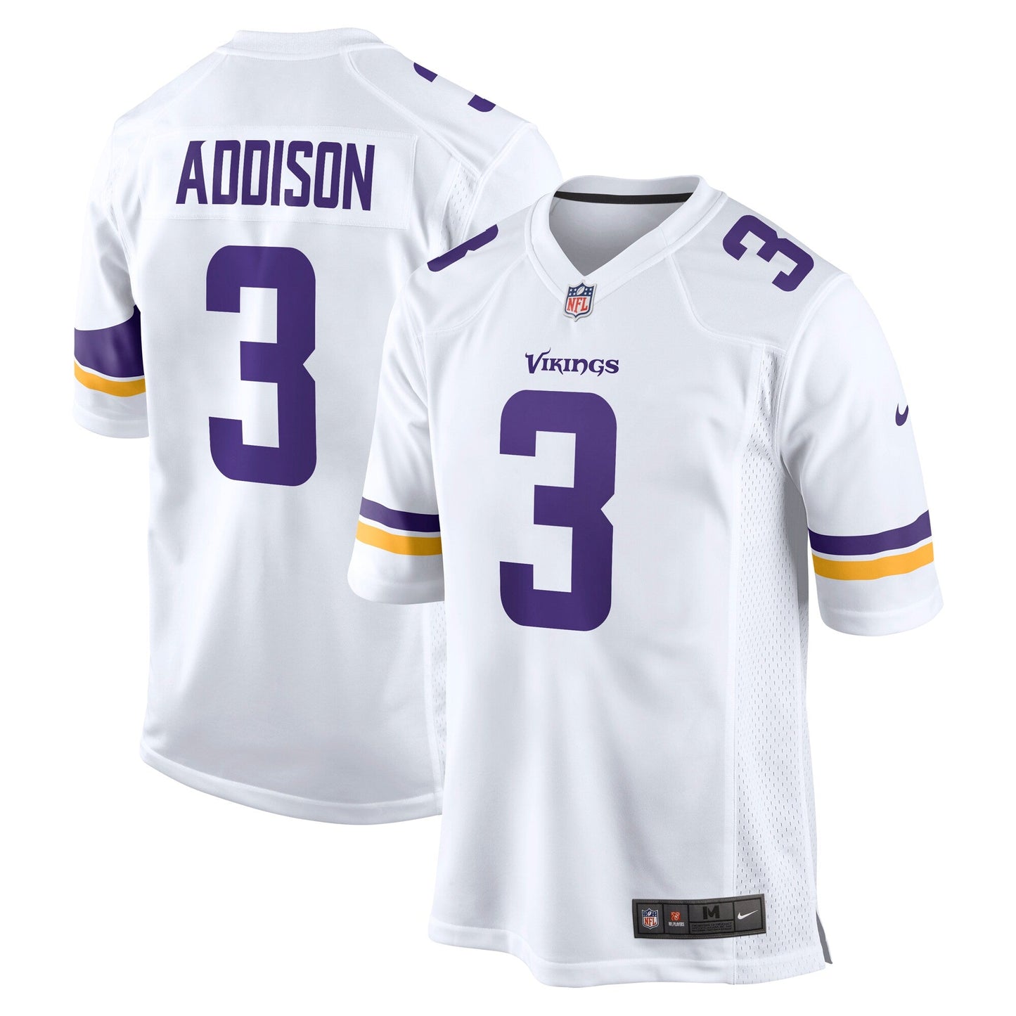 Jordan Addison Minnesota Vikings Away Game Jersey - White football jersey product view 1