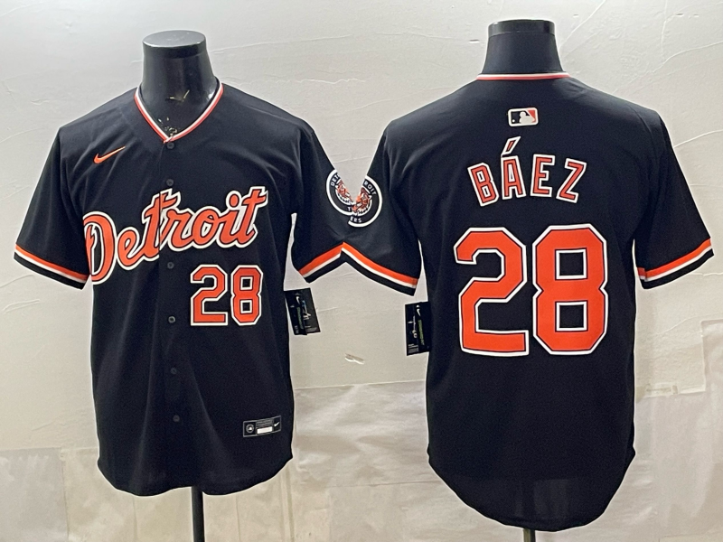 Men's Detroit Tigers Javier Baez #28 Black Alternate Stadium Jersey baseball jersey product view 1