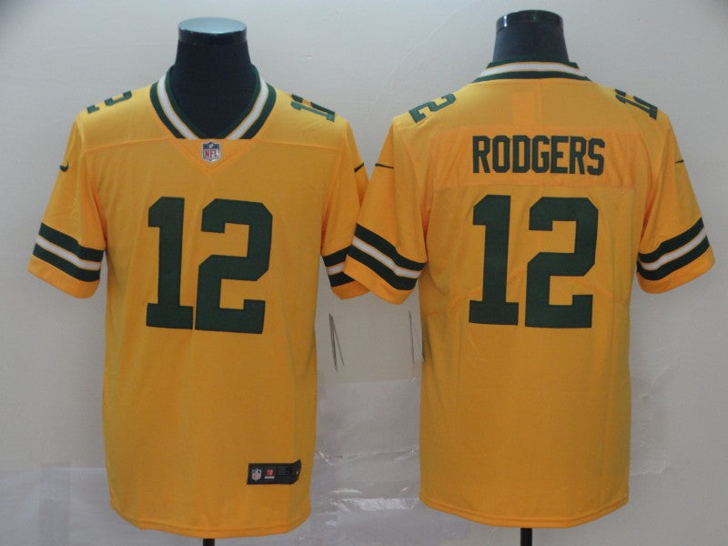 Men's Green Bay Packers Aaron Rodgers #12 Yellow Inverted Legend Jersey1 football jersey product view 1