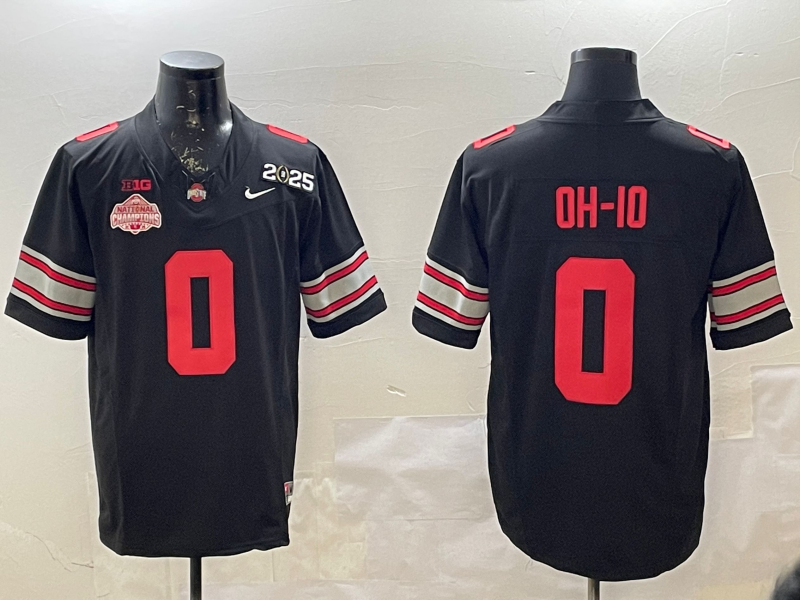 Men's Ohio State Buckeyes Black 2025 CFP Final National Champions Patch F.U.S.E. Jersey sports jersey product view 1
