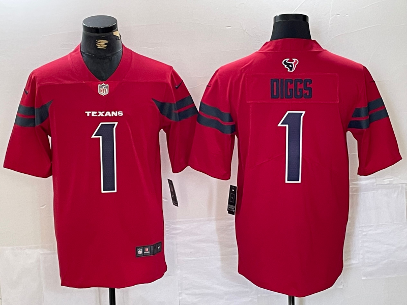 Men's Houston Texans Stefon Diggs #1 Red Alternate Game Jersey football jersey product view 1