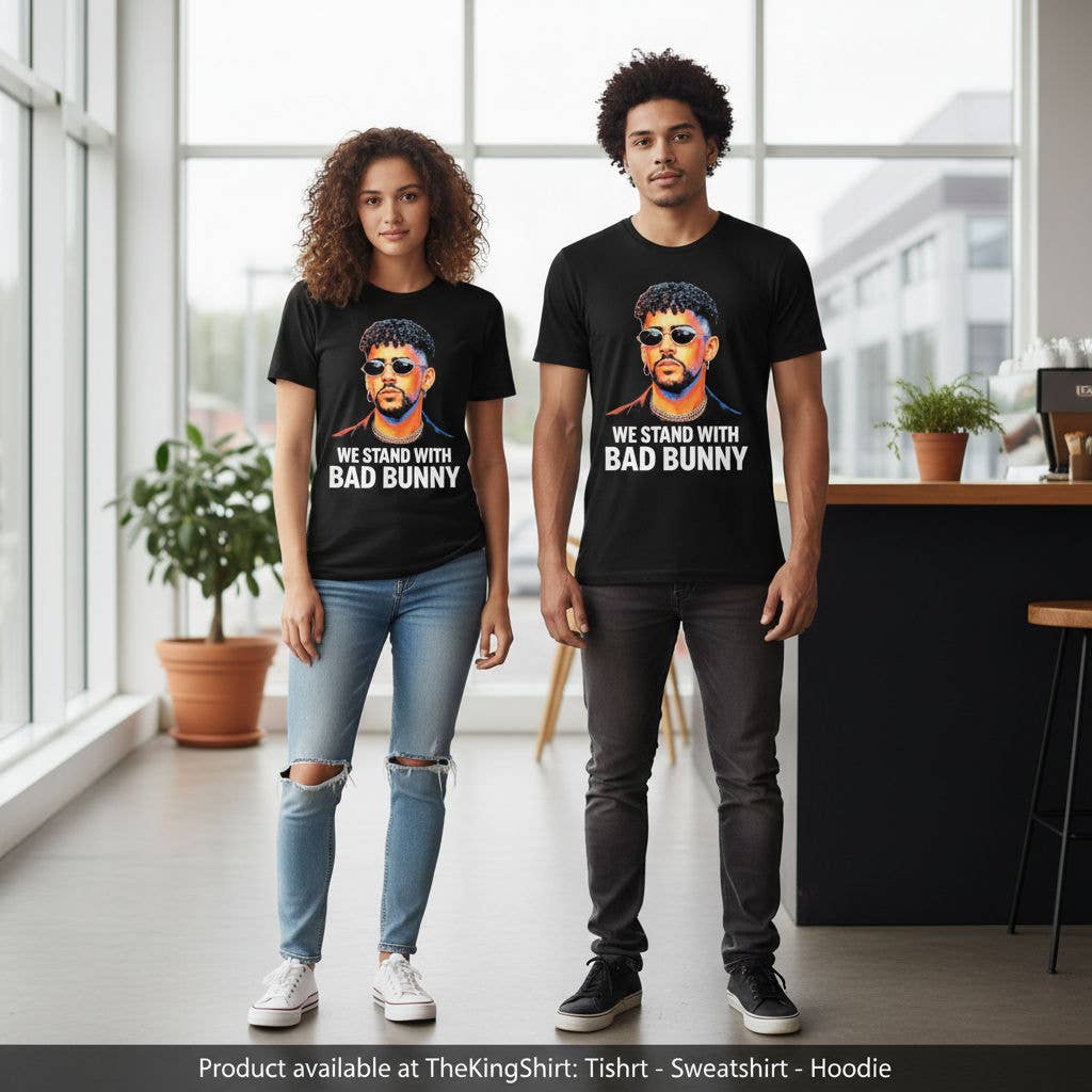 Official We Stand with Bad Bunny Statement Tee Unisex T-shirt, Sweatshirt, Hoodie, Long Sleeve Tee - T-Shirt, Sweatshirt, Hoodie