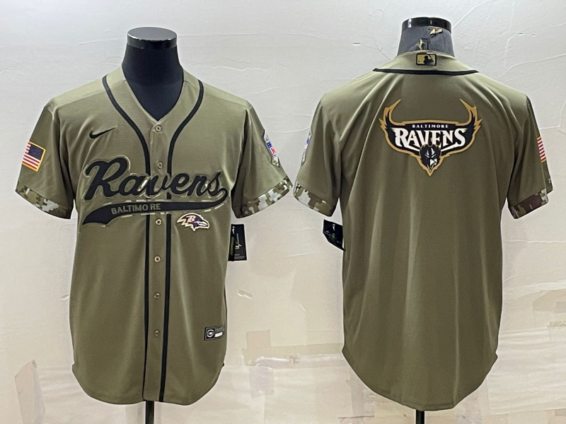 Men's Baltimore Ravens Olive 2022 Salute To Service Limited Jersey1 football jersey product view 1
