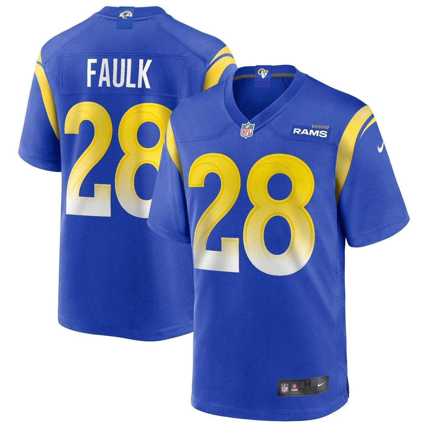 Marshall Faulk Los Angeles Rams Game Retired Jersey - Royal football jersey product view 1