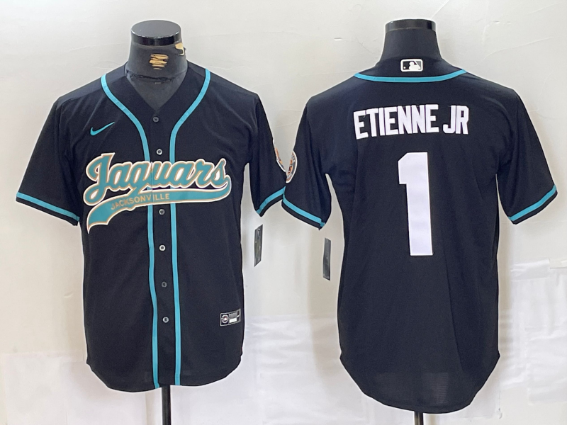 Men's Jacksonville Jaguars Travis Etienne Jr Black Game Jersey football jersey product view 1