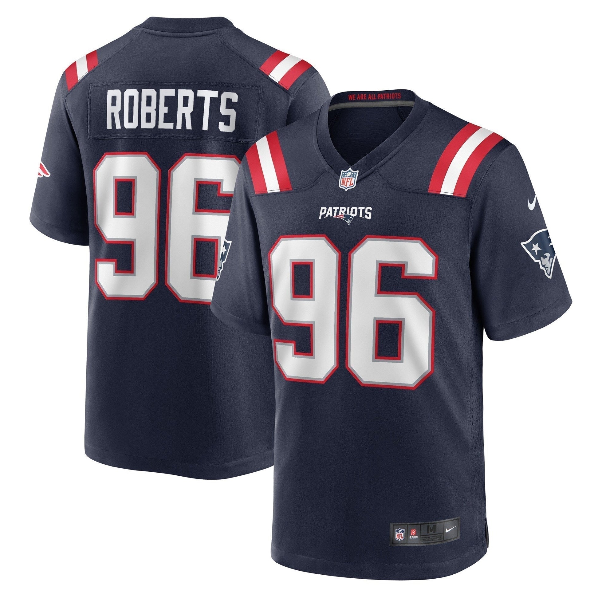 Sam Roberts New England Patriots Game Jersey - Navy football jersey product view 1