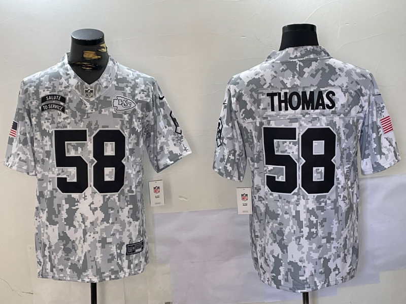 Men's Kansas City Chiefs Derrick Thomas Arctic Camo 2024 Salute to Service Retired Player Limited Jersey football jersey product view 1