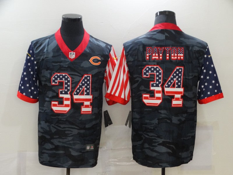 Men's Chicago Bears Walter Payton #34 Gray Camouflage Game Player Jersey1 football jersey product view 1