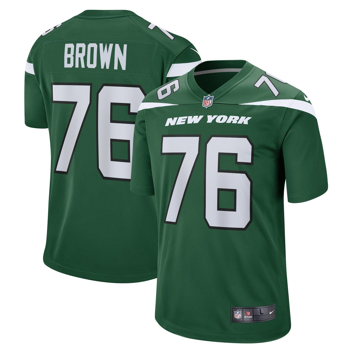 Duane Brown New York Jets Team Game Jersey - Gotham Green football jersey product view 1
