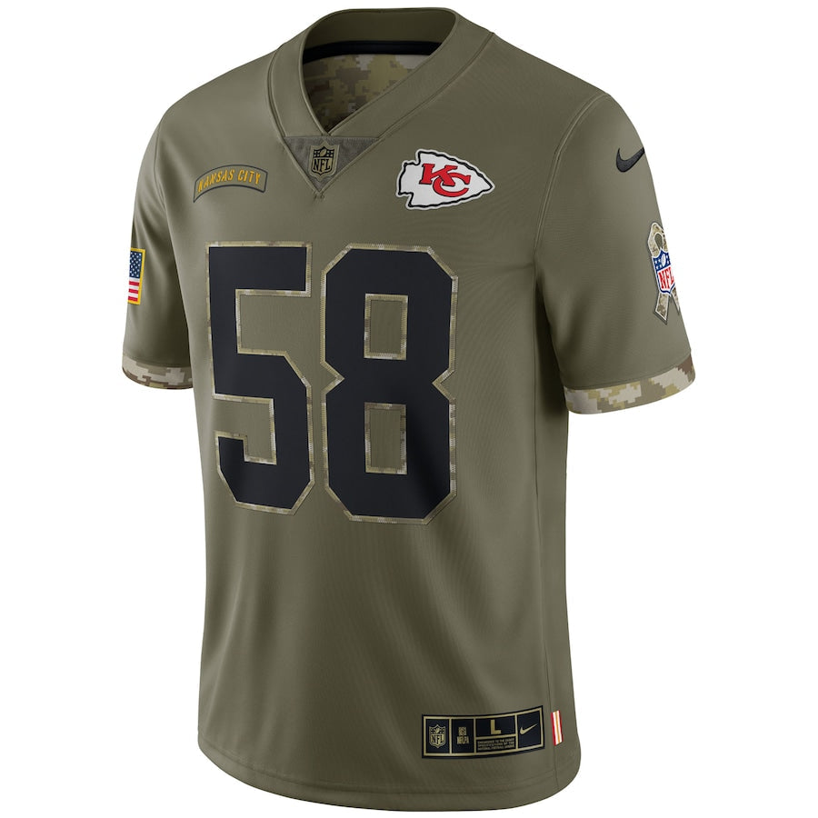 Derrick Thomas Kansas City Chiefs Salute To Service Retired Player Limited Jersey - Olive football jersey product view 2