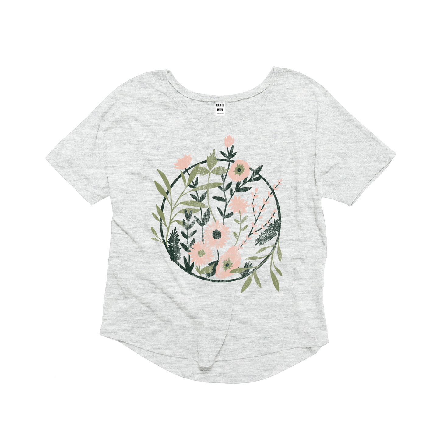 Floral Hoop Flowy Graphic Tee - Vintage White - 24pk Unisex T-shirt, Sweatshirt, Hoodie, Long Sleeve Tee - T-Shirt, Sweatshirt, Hoodie