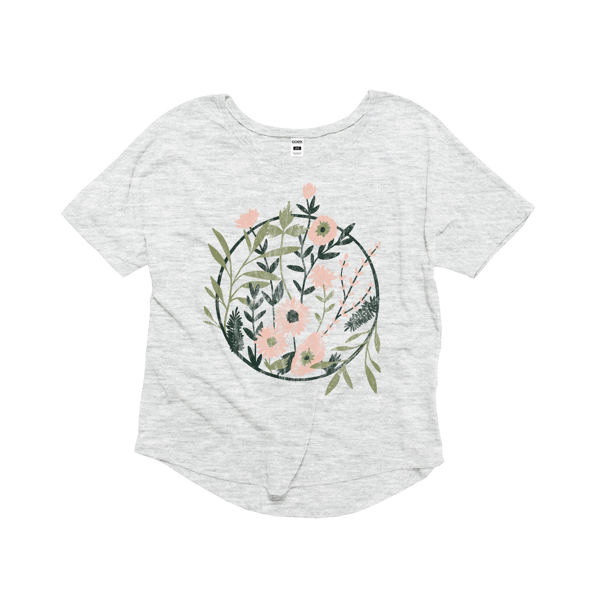 Floral Hoop Flowy Graphic Tee - Vintage White - 24pk Unisex T-shirt, Sweatshirt, Hoodie, Long Sleeve Tee - T-Shirt, Sweatshirt, Hoodie