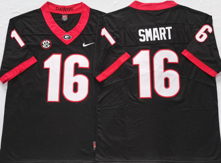 Men's Georgia Bulldogs Kirby Smart Black Player Game Jersey sports jersey product view 1