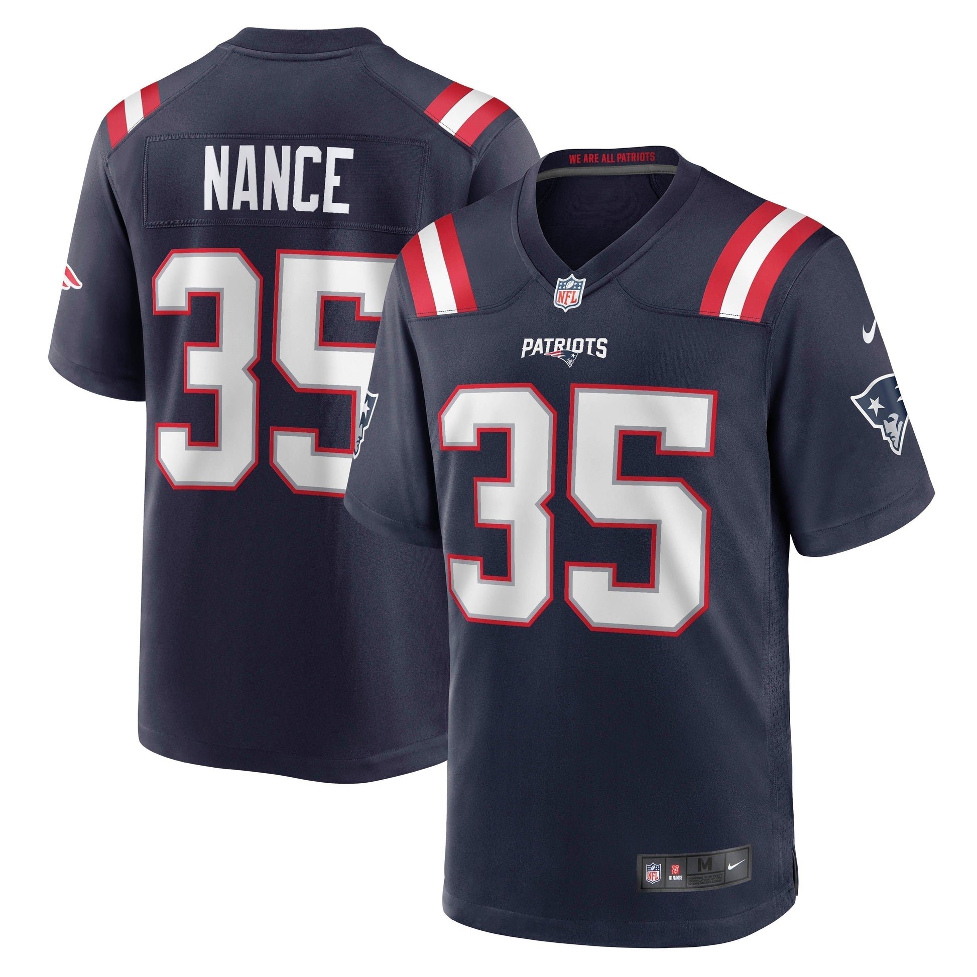Jim Nance New England Patriots Retired Jersey - Navy football jersey product view 1