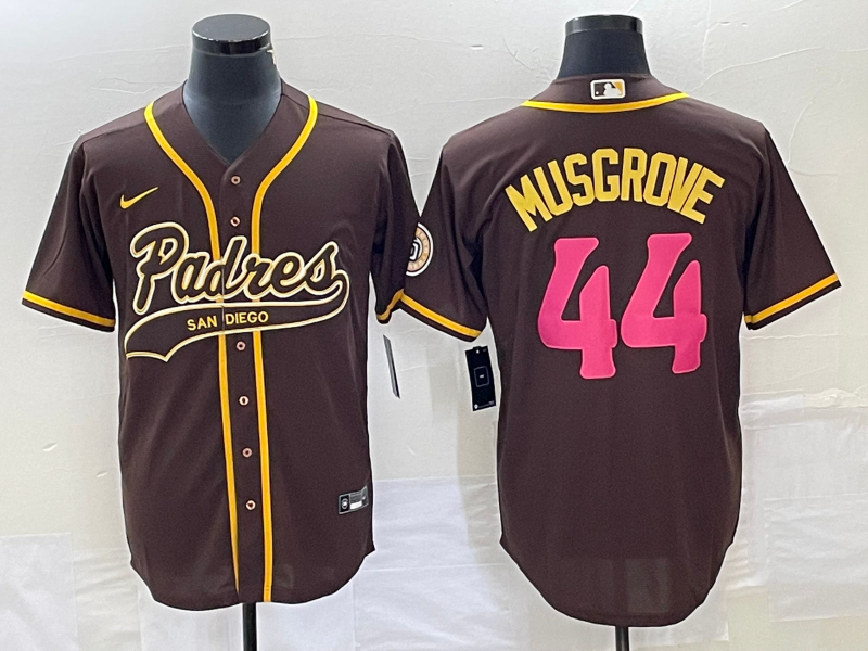 Men's San Diego Padres Joe Musgrove #44 Brown Replica Player Jersey Joint Edition baseball jersey product view 1