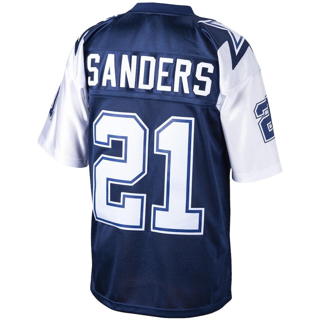 D.Cowboys #21 Deion Sanders Navy Big & Tall 1995 Retired Player Replica Jersey football jersey product view 1