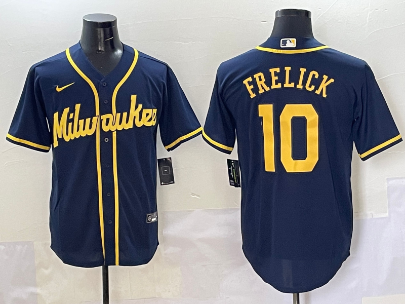 Men's Milwaukee Brewers Sal Frelick Navy Alternate Limited Player Jersey baseball jersey product view 1
